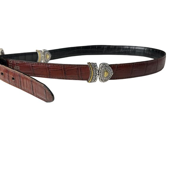 Vintage Brighton Marcus Reversible Belt Two-Tone Black Brown 40210 Size 34 Croc - Picture 6 of 9